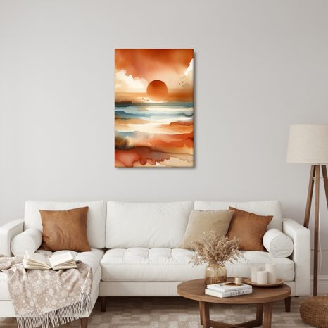 WANDBILD ROTER HIMMEL ÜBER DEM MEER - BILDER VON SONNENAUFGANG UND SONNENUNTERGANG - BILDER