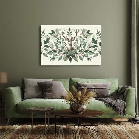 WANDBILD HIRSCH IM WALDKRANZ - BILDER VON HIRSCHEN - BILDER