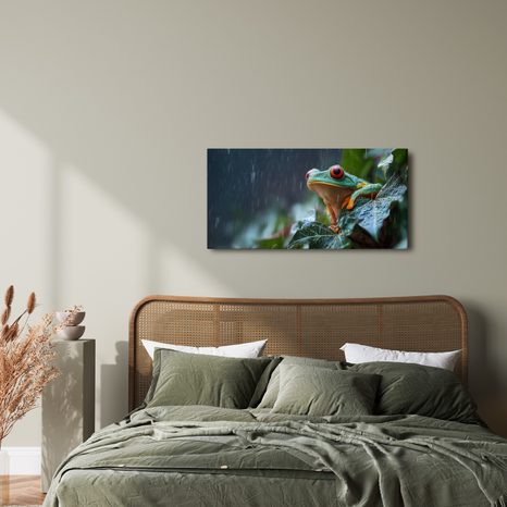 WANDBILD BUNTER FROSCH IM TROPENREGEN - BILDER TIERE - BILDER