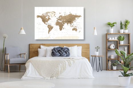 TABLOU HARTA LUMII FRUMOASĂ VINTAGE CU FUNDALUL ALB - TABLOURI CU HĂRȚI - TABLOURI