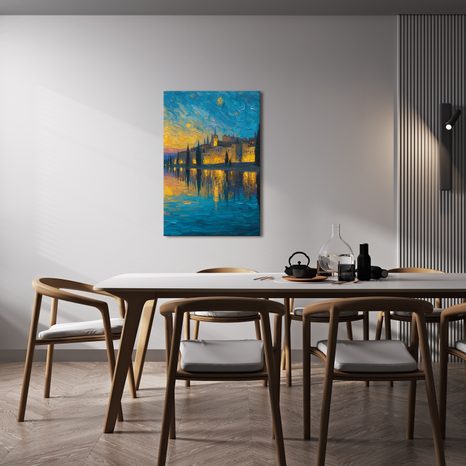 WANDBILD RUHIGE NACHT AM WASSER - BILDER VON STÄDTEN - BILDER