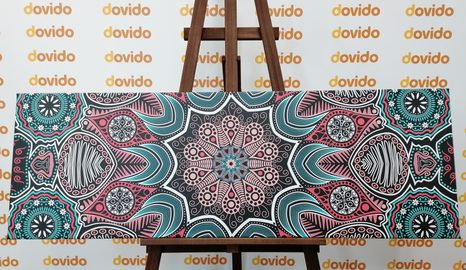 КАРТИНА НА ПЛАТНО – ИНДИЙСКА МАНДАЛА С ЦВЕТЕН МОДЕЛ - ФЪН ШУЙ КАРТИНИ - КАРТИНИ