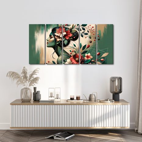 5-DÍLNÝ OBRAZ DÍVKA S PŘÍRODOU - OBRAZY ŽENY - OBRAZY