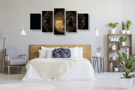 5-DÍLNÝ OBRAZ HARMONICKÁ SÍLA BUDDHY - OBRAZY FENG SHUI - OBRAZY