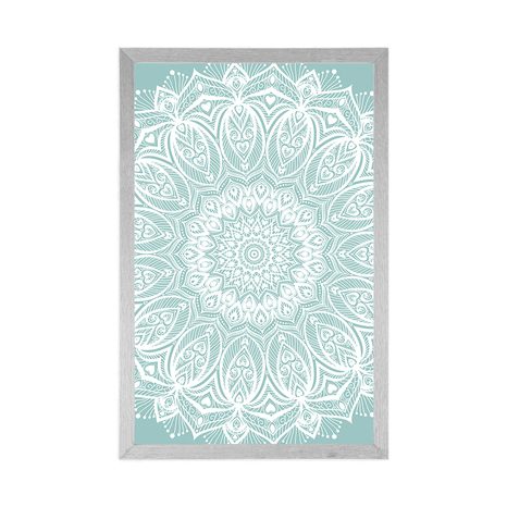 PLAKÁT DETAIL MANDALA HARMONIE NA MODRÉM POZADÍ - FENG SHUI - PLAKÁTY