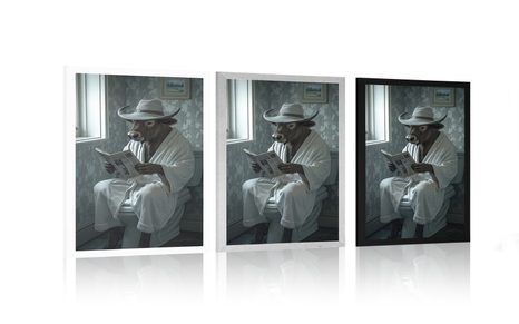 ПЛАКАТ – БИВОЛ С ВЕСТНИК В ТОАЛЕТНАТА - БИВОЛИ И КРАВИ - ПЛАКАТИ