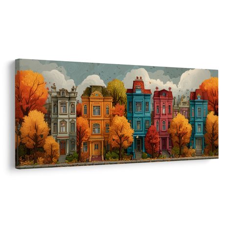OBRAZ HISTORICKÉ DOMY V PODZIMU - BAREVNÉ DOMY - OBRAZY