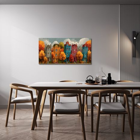 OBRAZ HISTORICKÉ DOMY V PODZIMU - BAREVNÉ DOMY - OBRAZY