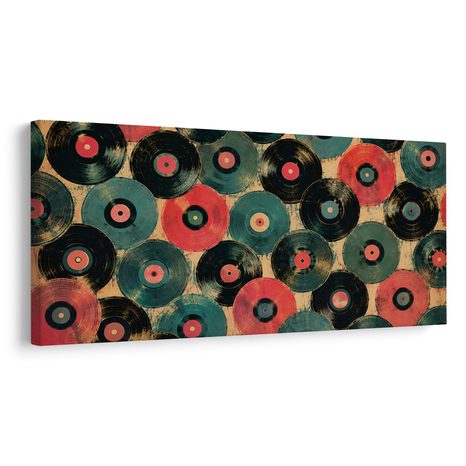 WANDBILD BUNTE SCHALLPLATTEN - MUSIKBILDER - BILDER
