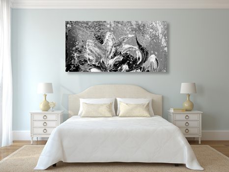 OBRAZ MALOVANÉ PIVOŇKY V MODERNÍM ČERNOBÍLÉM PROVEDENÍ - ČERNOBÍLÉ OBRAZY - OBRAZY