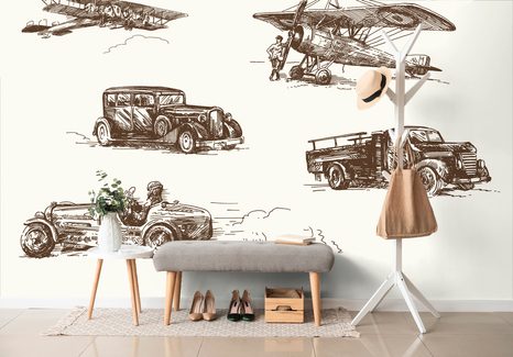 SAMOLEPÍCÍ TAPETA RETRO DOPRAVNÍ PROSTŘEDKY - SAMOLEPÍCÍ TAPETY - TAPETY