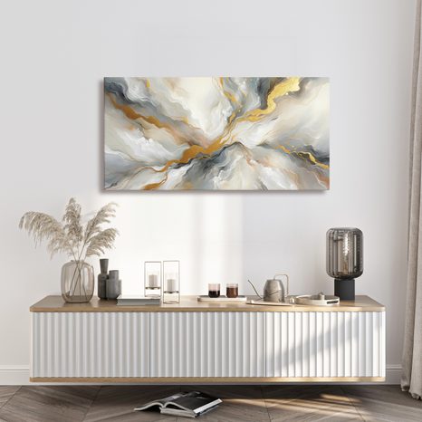 WANDBILD ABSTRAKTE GOLDENE ENERGIE - WANDBILDER ABSTRAKTE FORMEN - BILDER