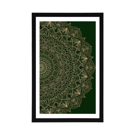 POSTER MIT PASSEPARTOUT DETAILLIERTES DEKORATIVES MANDALA IN GRÜN - FENG SHUI - POSTER
