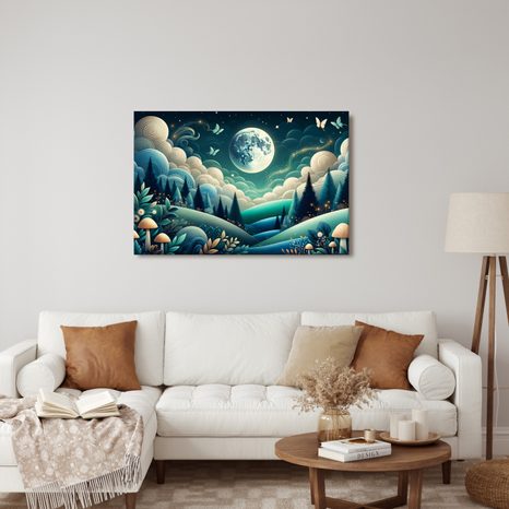OBRAZ LESNÍ KRAJINA POD HVĚZDAMI - OBRAZY LES - OBRAZY