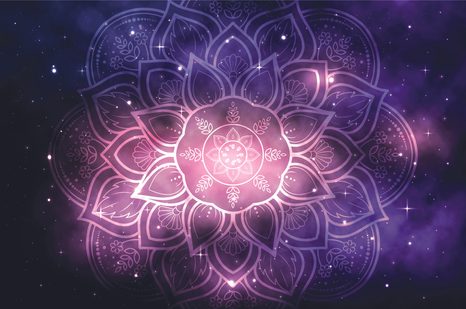 TAPETE MANDALA MIT DEM HINTERGRUND DER GALAXIE - TAPETEN MIT FENG SHUI-MOTIVEN - TAPETEN