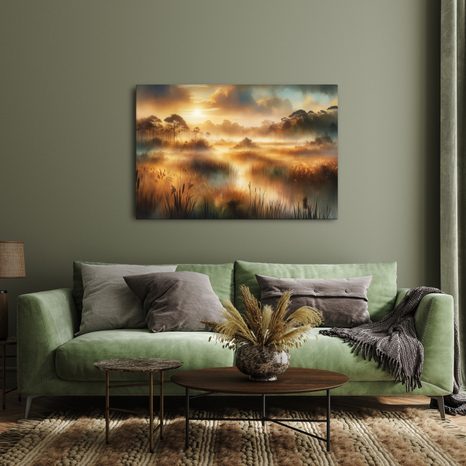 OBRAZ MLŽNÁ KRAJINA - OBRAZY VÝCHOD A ZÁPAD SLUNCE - OBRAZY