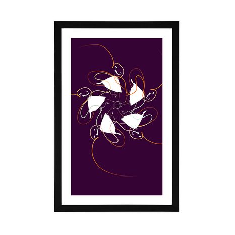 PLAKÁT S PASPARTOU TANEC SE STUHAMI NA TMAVÉM POZADÍ - MOTIVY Z NAŠÍ DÍLNY - PLAKÁTY