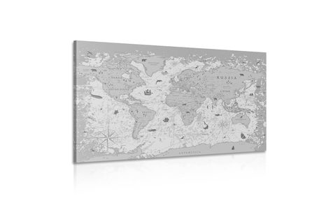 TABLOU HARTA ÎN DESIGN ALB-NEGRU - TABLOURI CU HĂRȚI - TABLOURI