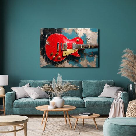 SLIKA CRVENA ELEKTRIČNA GITARA - GLAZBENE SLIKE - SLIKE