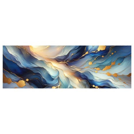 WANDBILD BLAU-GOLDENE STRÖMUNG - WANDBILDER ABSTRAKTE FORMEN - BILDER