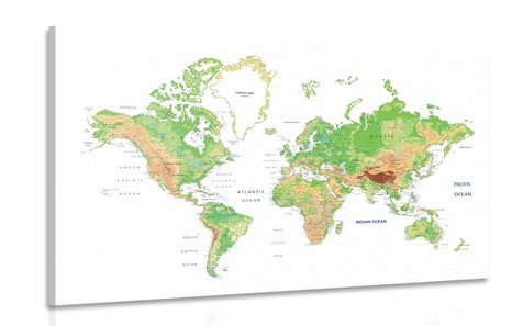 CANVAS PRINT CLASSIC WORLD MAP WITH A WHITE BACKGROUND - PICTURES - 🔥 TOTAL SALE 🔥