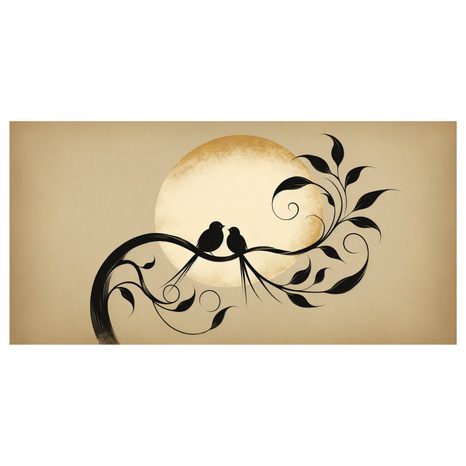 WANDBILD ZÄRTLICHES TREFFEN AUF EINEM AST - BILDER VON VÖGELN - BILDER