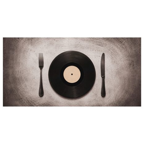 WANDBILD RETRO-DINNER AUF PLATTE - MUSIKBILDER - BILDER