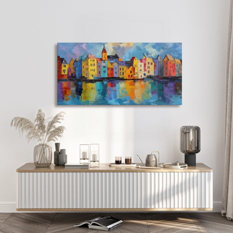 SLIKA ŠARMANTNI GRAD U BOJAMA - ŠARENE KUĆE - SLIKE