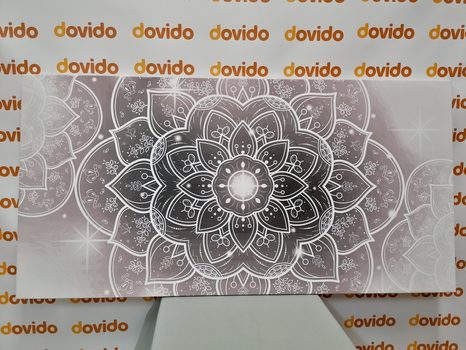 КАРТИНА НА ПЛАТНО – ОРИЕНТАЛСКА МАНДАЛА В ЧЕРНО-БЯЛ ВАРИАНТ - ЧЕРНО-БЕЛИ КАРТИНИ - КАРТИНИ