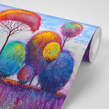 TAPETE HERBSTWALD - TAPETEN IMITATION VON ÖLGEMÄLDE - TAPETEN