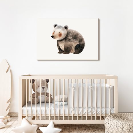 QUADRO SU TELA – ORSO CARINO NEL BOSCO - QUADRI PER BAMBINI ANIMALI - STAMPE E QUADRI