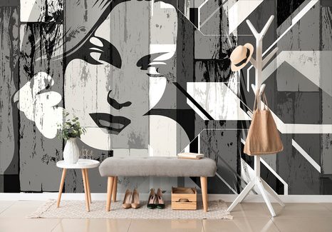 SAMOLEPÍCÍ TAPETA PORTRÉT ŽENY V ČERNOBÍLÉM - SAMOLEPÍCÍ TAPETY - TAPETY