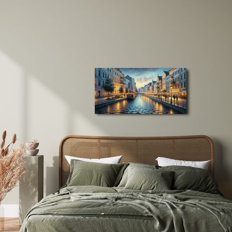 SLIKA OSVETLJENA VEČERNA OBALA - SLIKE MESTA - SLIKE