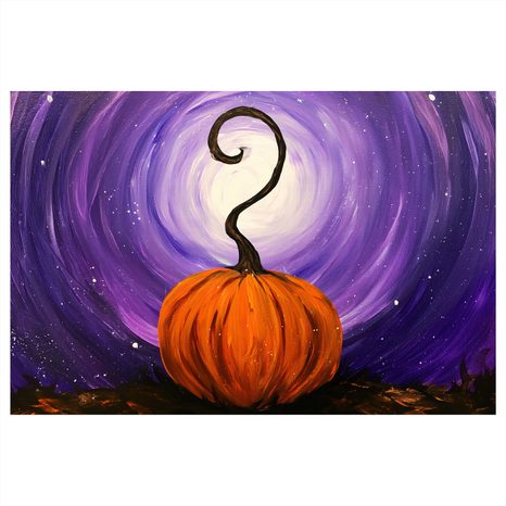 QUADRO SU TELA – ZUCCA SOTTO IL CIELO VIOLA - QUADRI HALLOWEEN E HORROR - STAMPE E QUADRI