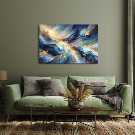 OBRAZ MODROZLATÝ PROUD SVĚTLA - OBRAZY ABSTRAKTNÍ TVARY - OBRAZY