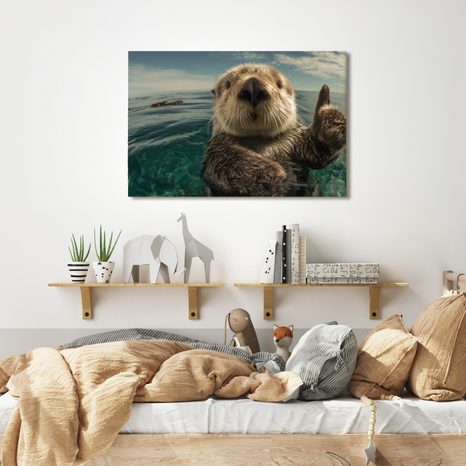 OBRAZ HRAVÁ VYDRA V OCEÁNU - OBRAZY ZVÍŘAT - OBRAZY