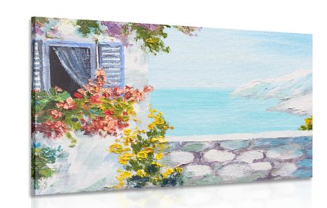 CANVAS PRINT HOUSE BY THE SEA - PICTURES OF NATURE AND LANDSCAPE - PICTURES