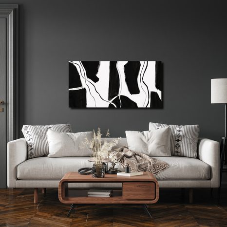 TABLEAU SUR TOILE – FORMES NOIRES MINIMALISTES - IMAGES FORMES ABSTRAITES - TABLEAUX