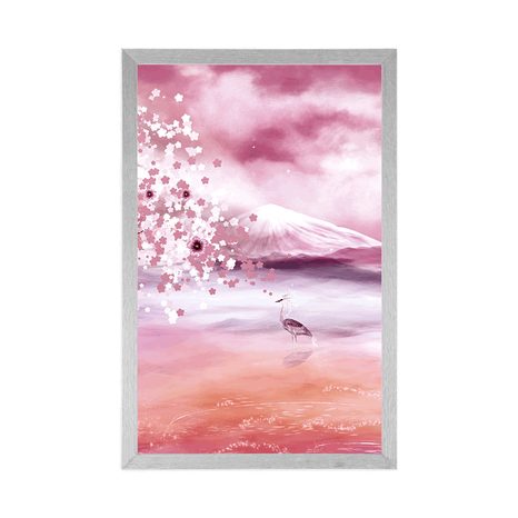 POSTER REIHER IN ROSA - TIERE - POSTER