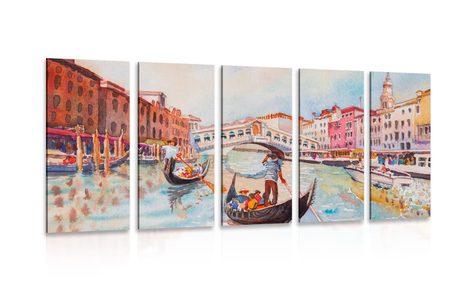 5-PIECE CANVAS PRINT VENETIAN GONDOLA - PICTURES OF CITIES - PICTURES