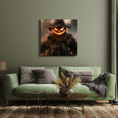 OBRAZ HOŘÍCÍ HALLOWEENSKÝ STRAŠÁK V POLI - HALLOWEENSKÉ A HOROROVÉ OBRAZY - OBRAZY