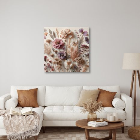 WANDBILD GETROCKNETE BLUMEN IN BEIGETÖNEN - BILDER BLUMEN - BILDER