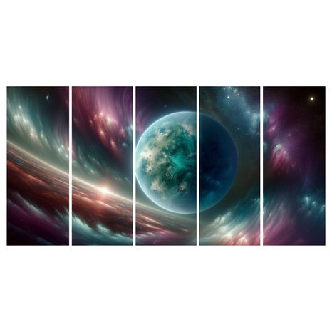 5-TEILIGES WANDBILD GALAXIE UND PLANET - WANDBILDER GALAXIE - BILDER