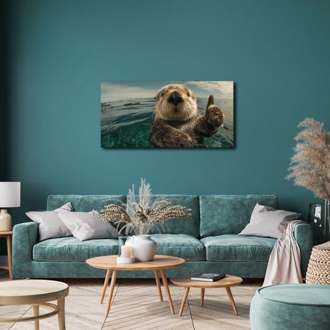 WANDBILD WASSERSPASS MIT OTTER - BILDER TIERE - BILDER