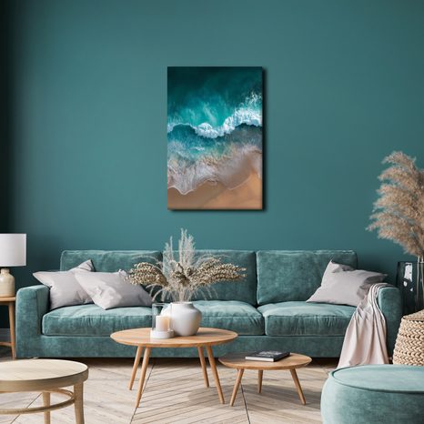 OBRAZ TYRKYSOVÁ VLNA NA PLÁŽI - OBRAZY MOŘE A PLÁŽ - OBRAZY