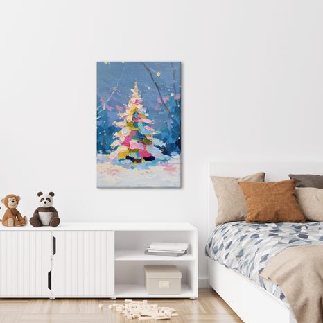OBRAZ SVÁTEČNÍ NOC S BAREVNÝM STROMEM - VÁNOČNÍ A ZIMNÍ OBRAZY - PICTURES