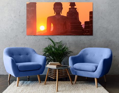 OBRAZ SOCHA BUDHU UPROSTŘED KAMENÍ - OBRAZY FENG SHUI - OBRAZY