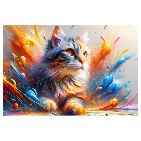 TABLOU PISICĂ ÎN EXPLOZIE DE CULORI - TABLOURI CU PISICI - TABLOURI