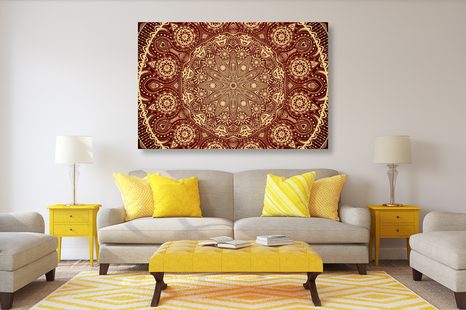 TABLOU MANDALA ORNAMENTALĂ CU DANTELĂ ÎN CULOAREA VIȘINIE - TABLOURI FENG SHUI - TABLOURI