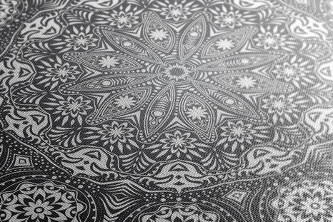 OBRAZ OKRASNÁ MANDALA S KRAJKOU V ČERNOBÍLÉM PROVEDENÍ - ČERNOBÍLÉ OBRAZY - OBRAZY